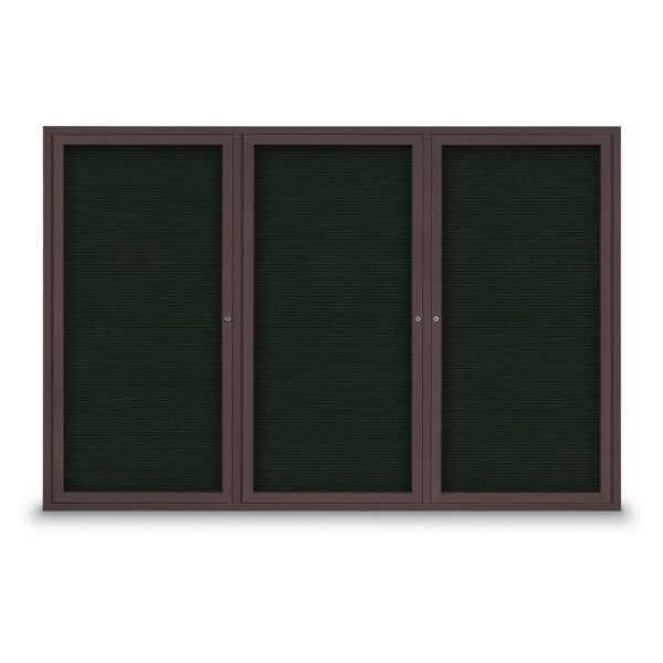 United Visual Products 30"x36" 1-Door Enclosed Outdoor Letterboard, Green Felt/Bronze Alum UV1166DSD3036-BRONZE-GREEN - main